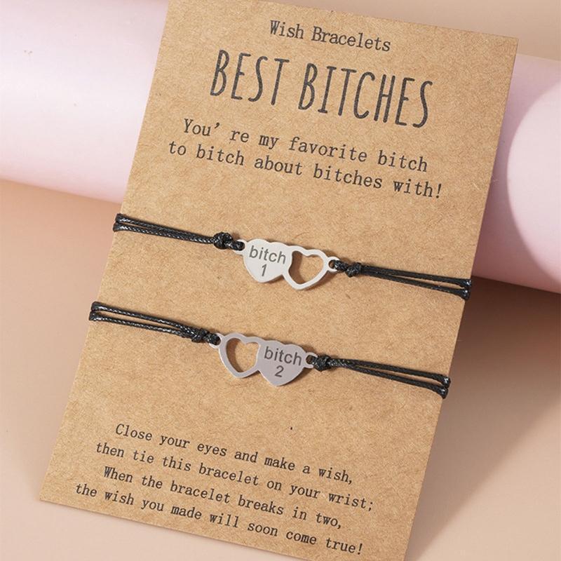 2Pieces Distance Charm Bracelet Set Matching Friendship Jewelry Gift for Friends