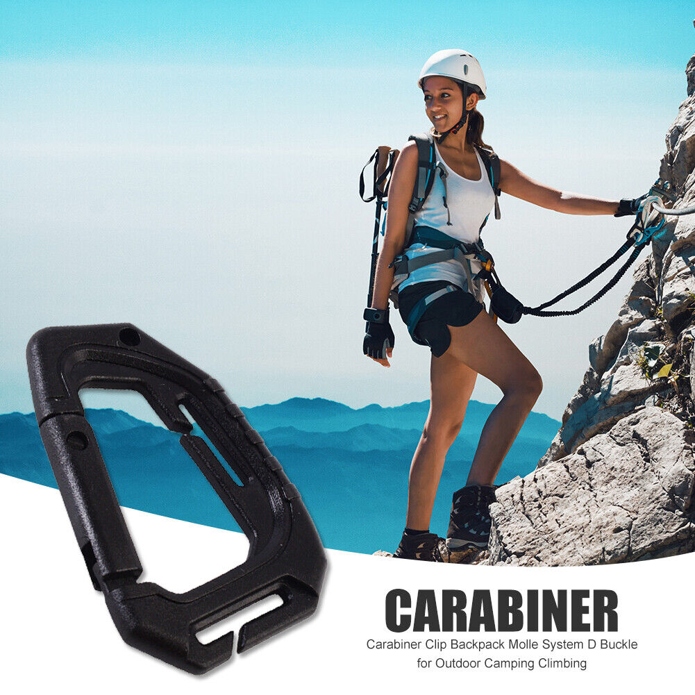Carabiner Outdoor Camping Climbing Backpack Molle System D Buckle (Black)