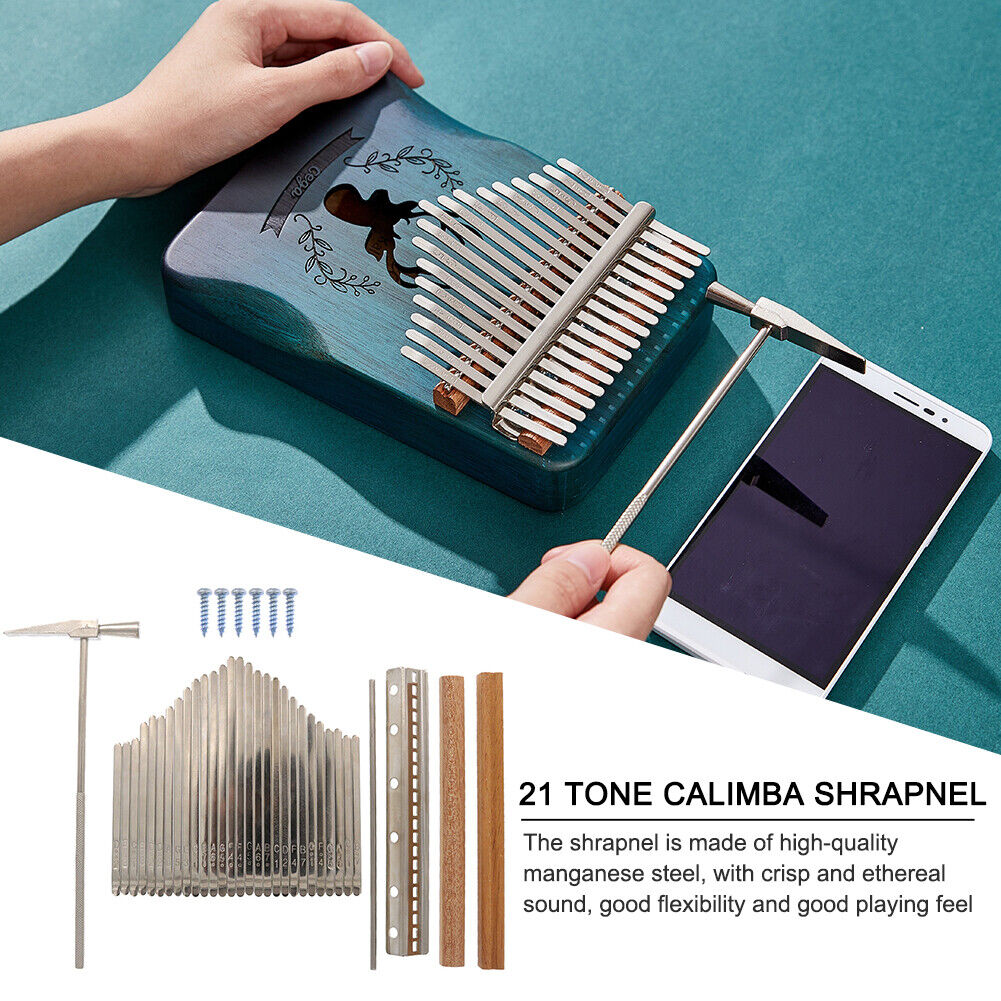 21-Key Kalimba DIY Thumb Piano Metal Shrapnel with Tuning Hammer Instrument