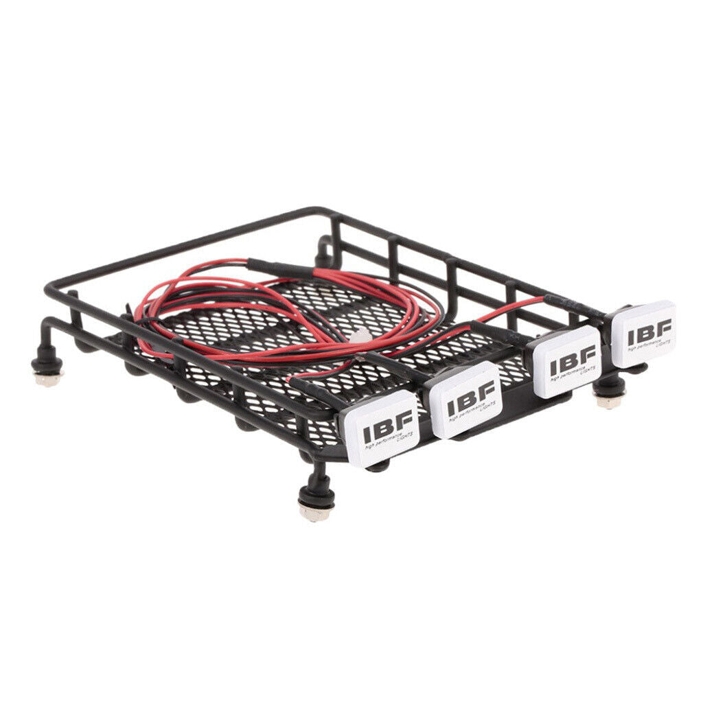RC /10 Metal Roof Rack w/ Square LED Light for Axial SCX10 Rock Crawler Kits