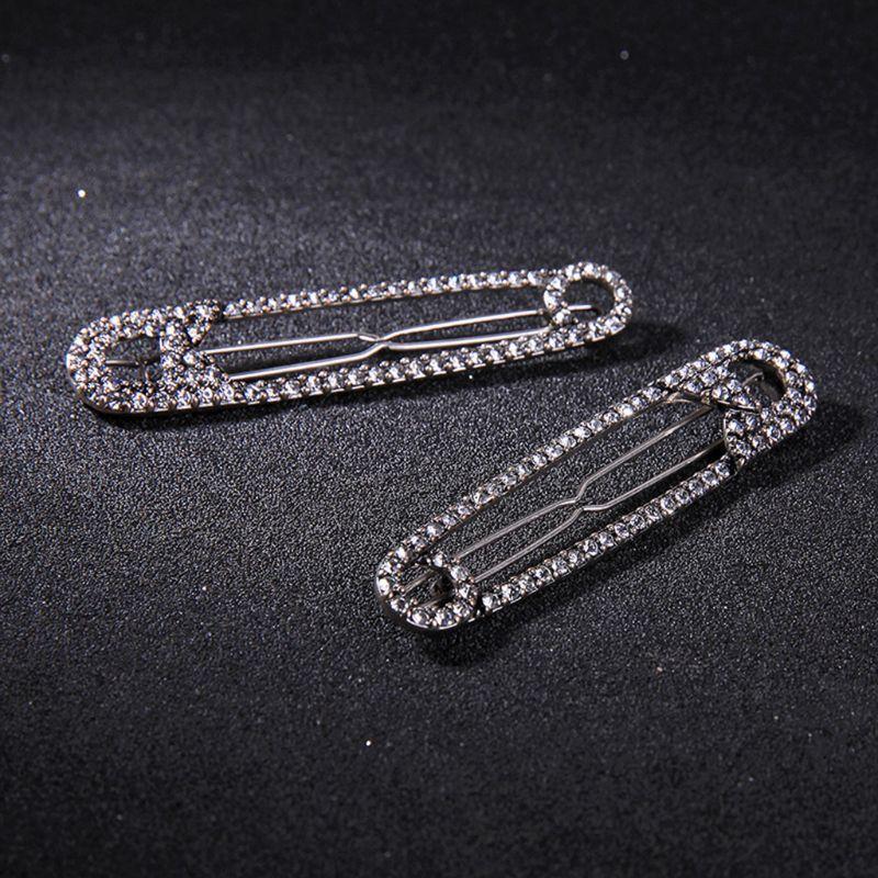 Korean Metal Paper Clip Shape Frog Bobby Pins Women Girl Glitter Rhinestone Side