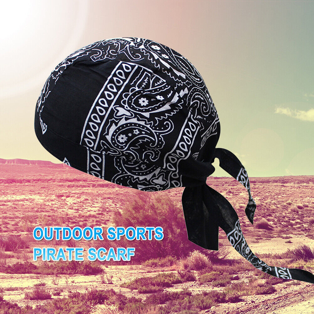 Cotton Cycling Beanie Cap Summer Running Outdoor Sports Pirate Hat (Black)