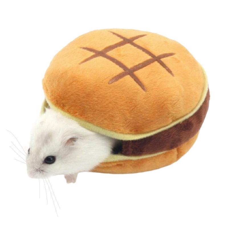 Hamster Warm Bed Hamburger Design House for Small Guinea Pigs Junior Chipmunks