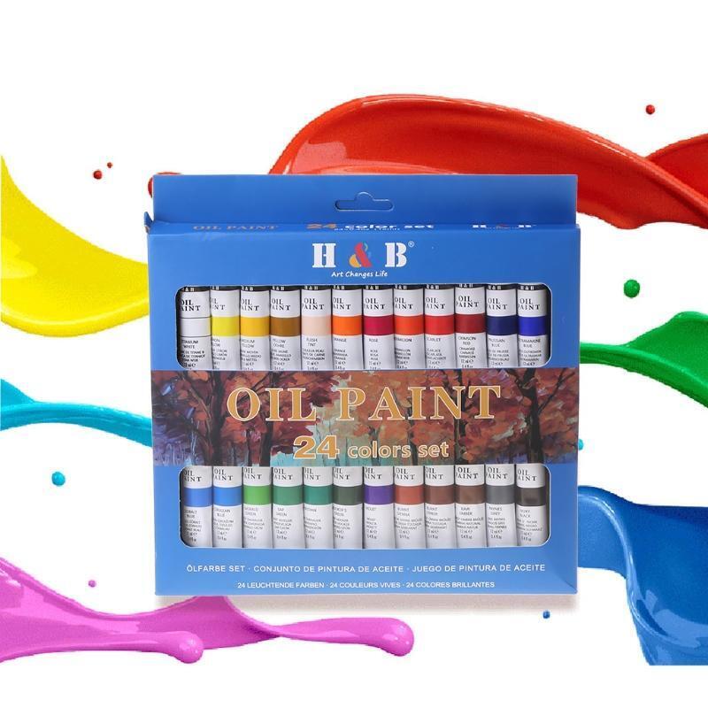 24 Colors Professional Oil Painting Paint Drawing Pigment 12ml Tubes Set Artist