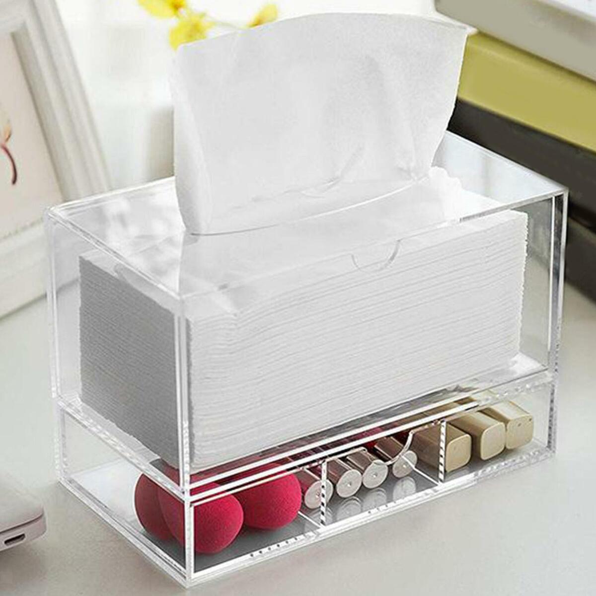 New Acrylic Cosmetic Tissue Makeup Organizer Rack Drawer  Clear