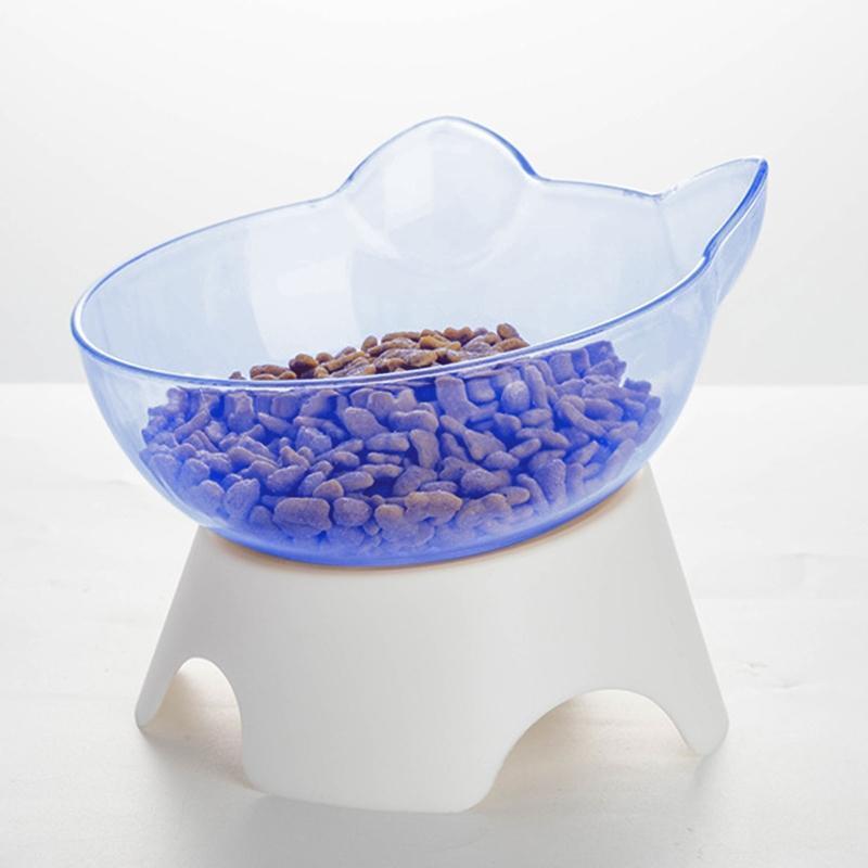 Elevated Dog Cat Bowls Double Raised Cat Transparent Plastic Bowl with Stand