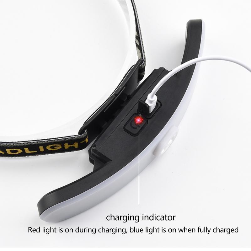 6 Lighting Modes COB LED USB Rechargeable Head Lamp Flashlight Torch Work Light