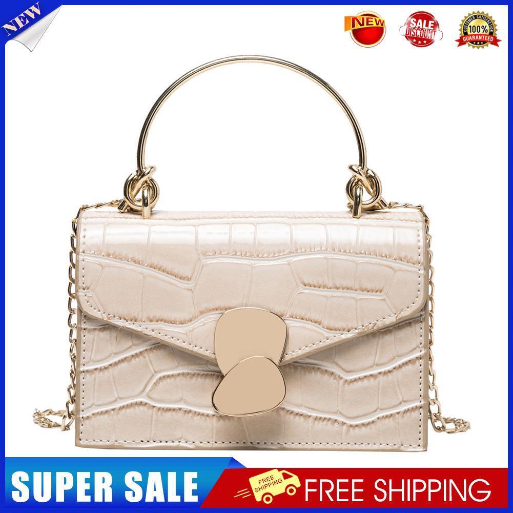 Elegant Women Stone Leather Shoulder Handbag Chain Messenger Bags (Camel)