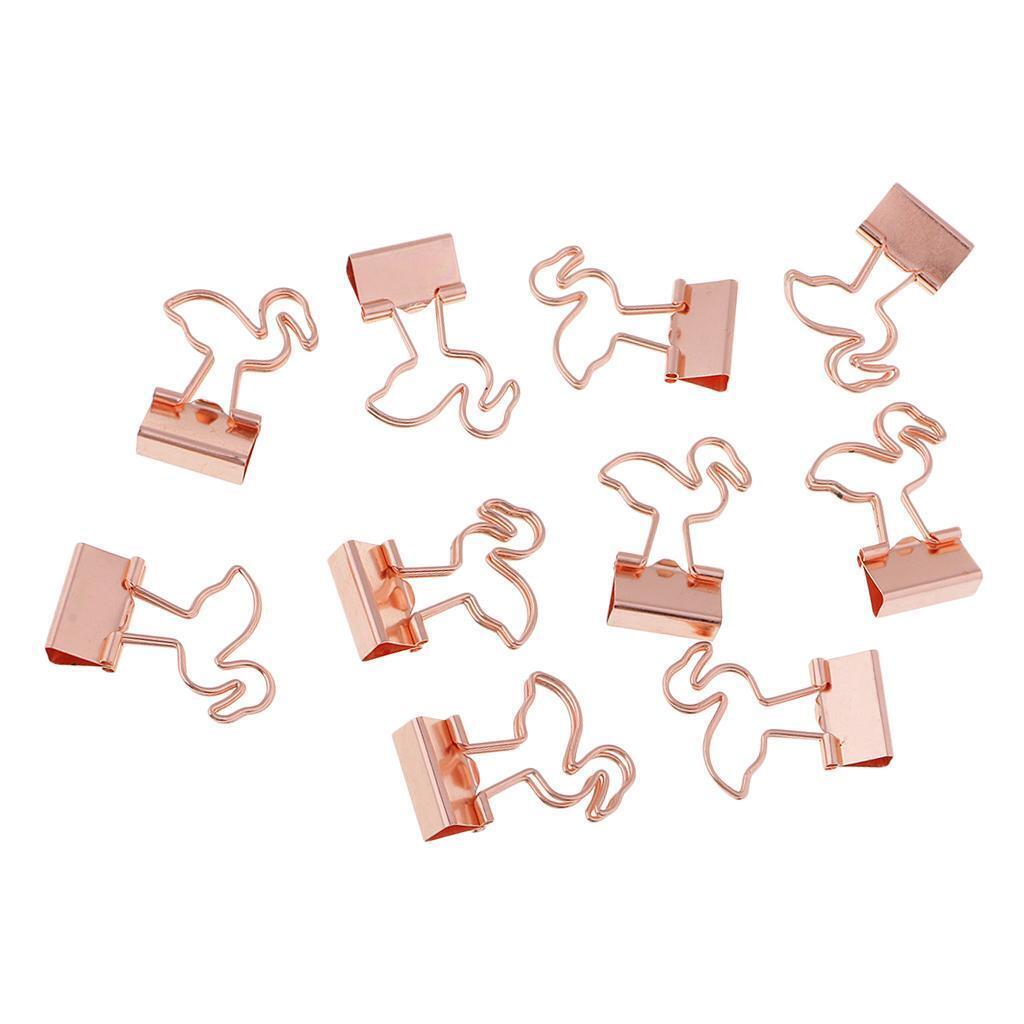10 Pieces Cute Flamingo Metal Foldback Binder Clips Stationary Paper Clips