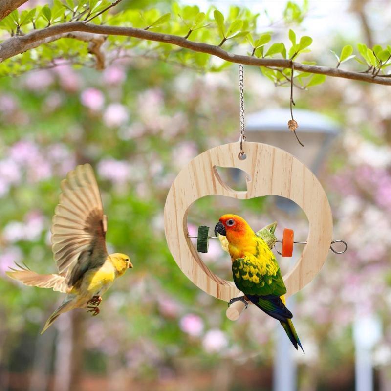 Bird Food Holder with Perch Parrot Vegetable/Fruit Feeder Hanging Treat Skewer