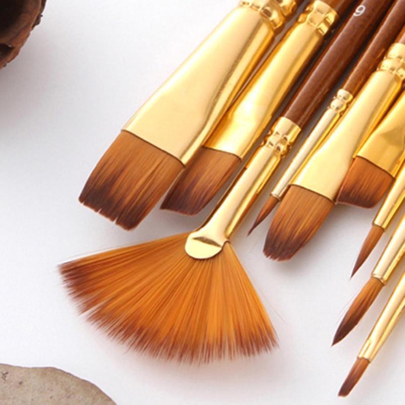 10 Pcs Nylon Hair Painting Brush Set Professional Painting Paintbrushes Kits