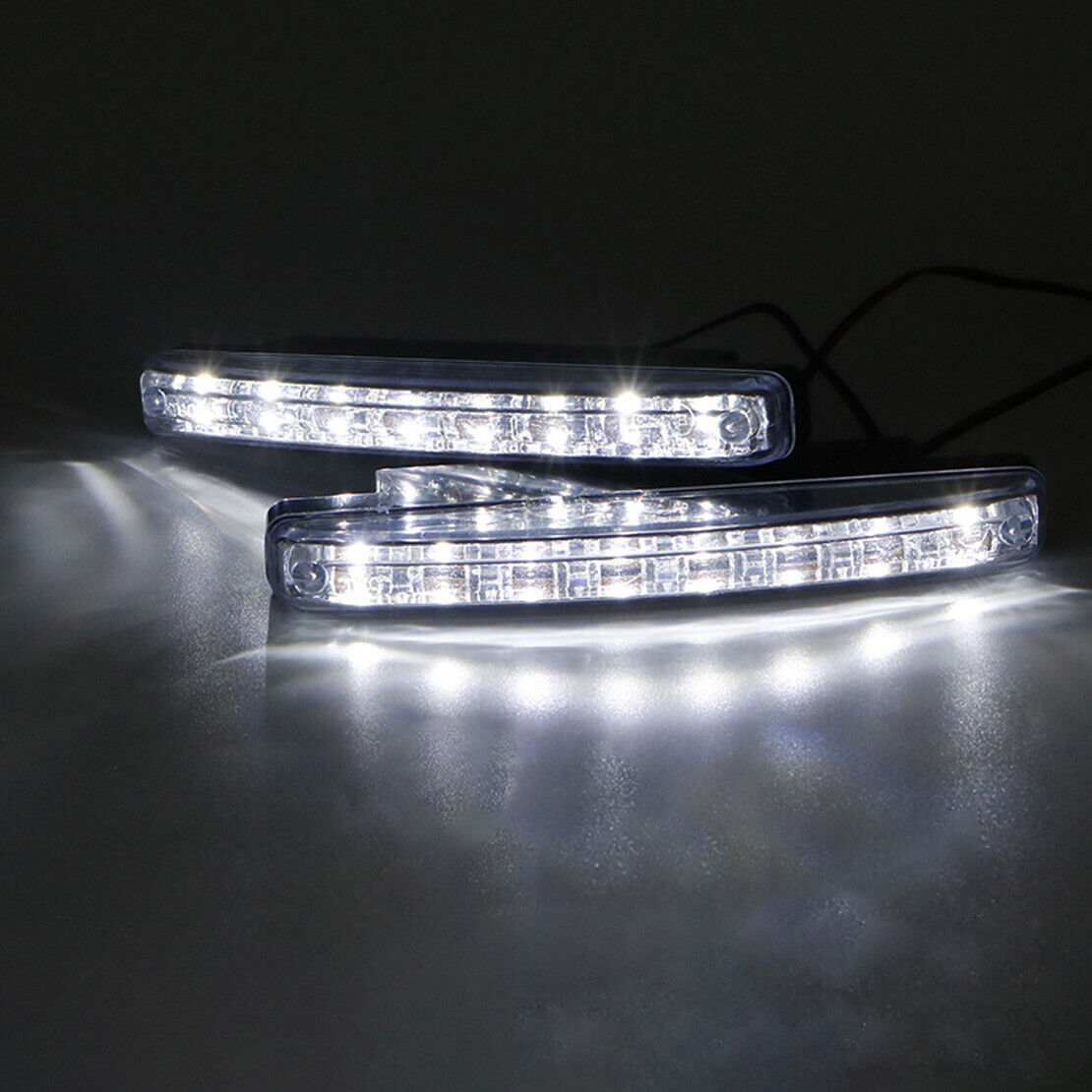 2pcs Universal Car 8 LED DRL Fog Driving Daylight Daytime Running Light White li
