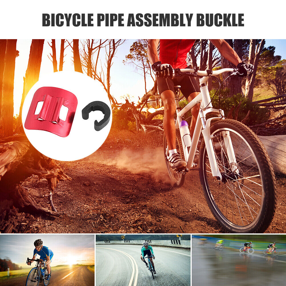 5pcs Bicycle C Buckle MTB Bike Brake Line Case Cable Tube Fixed Base (Red)