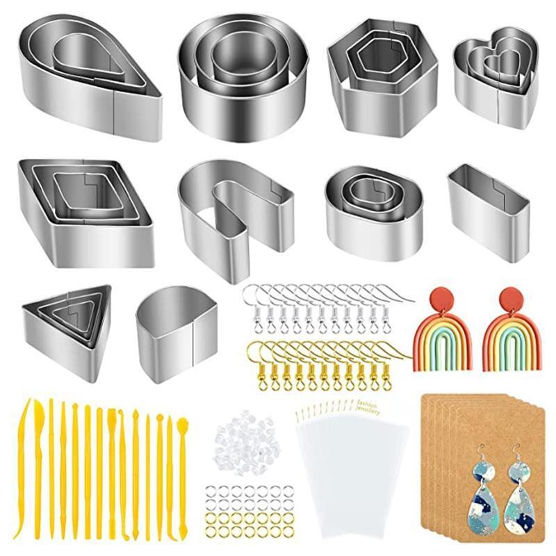 178 x Stainless Steel Earring Cutters with Earring Hooks Jump Rings Crafts