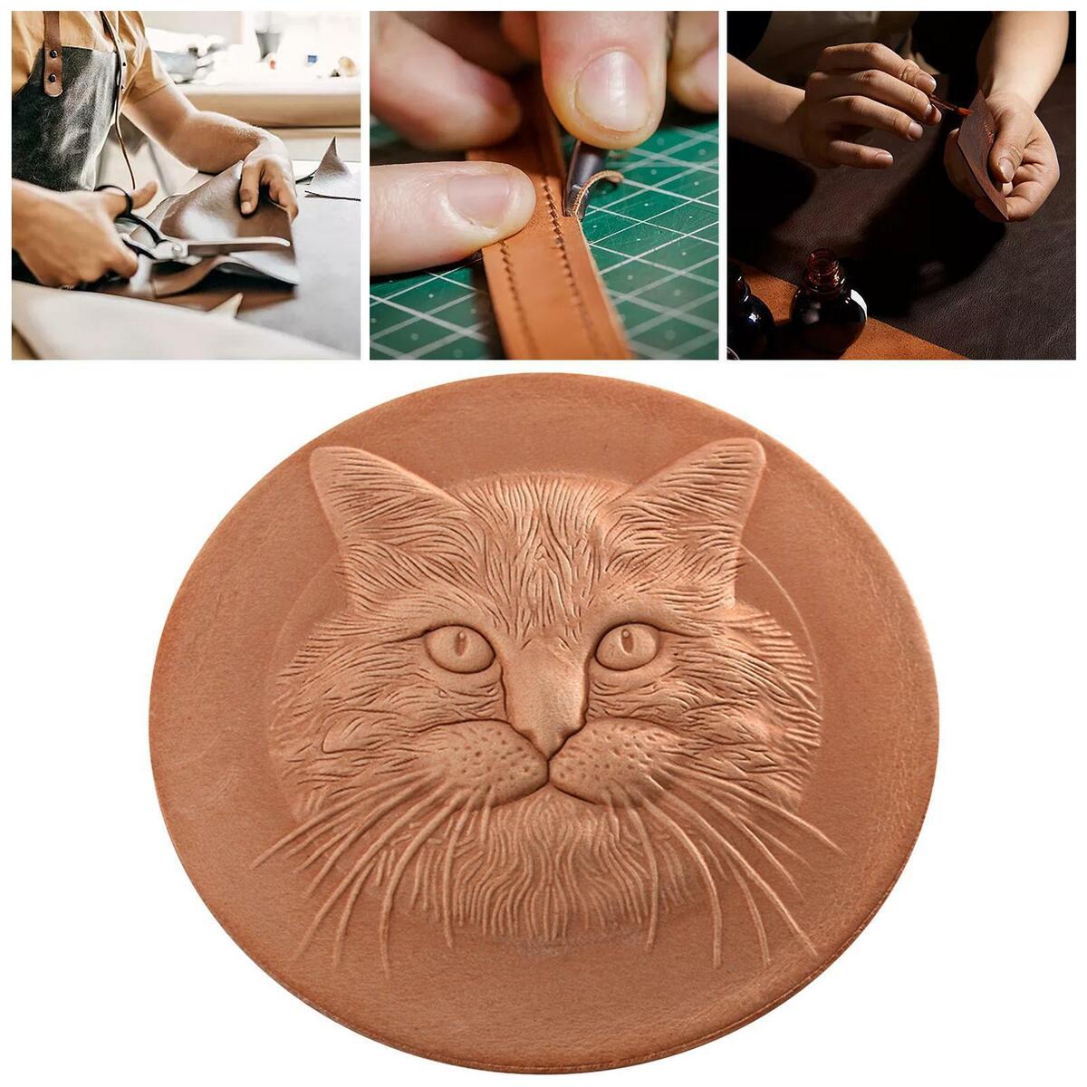 PU Leather Unfinished Christmas Cat Ornament DIY for Handbags Bag Ornaments