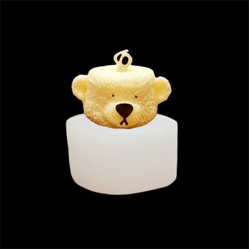 Silicone Mold Flat-Headed Bear Candle Mold Cake Decorating Tool Gift for Baking