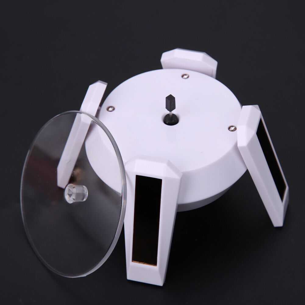 Solar Powered 360 Degree Jewelry Rotating Display Stand Turn Table LED Ligh