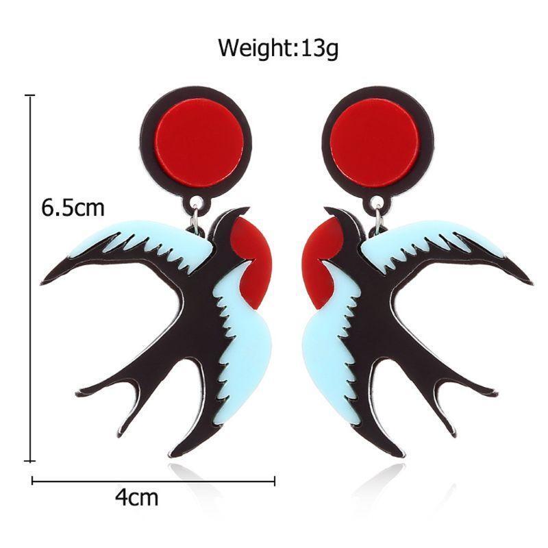 Acrylic Bird Drop Statement Earrings Freedom Swallow Stand Out Fashion Jewelry