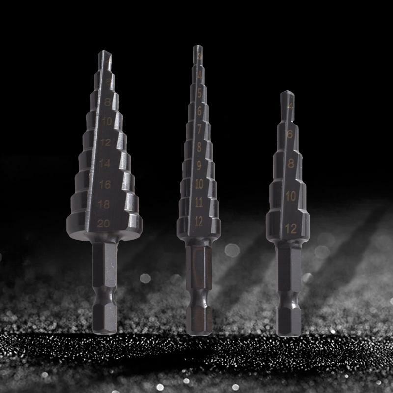 Step Drill Bit Set for Metal Hex Shank High Speed Steel Titanium Coated Drill