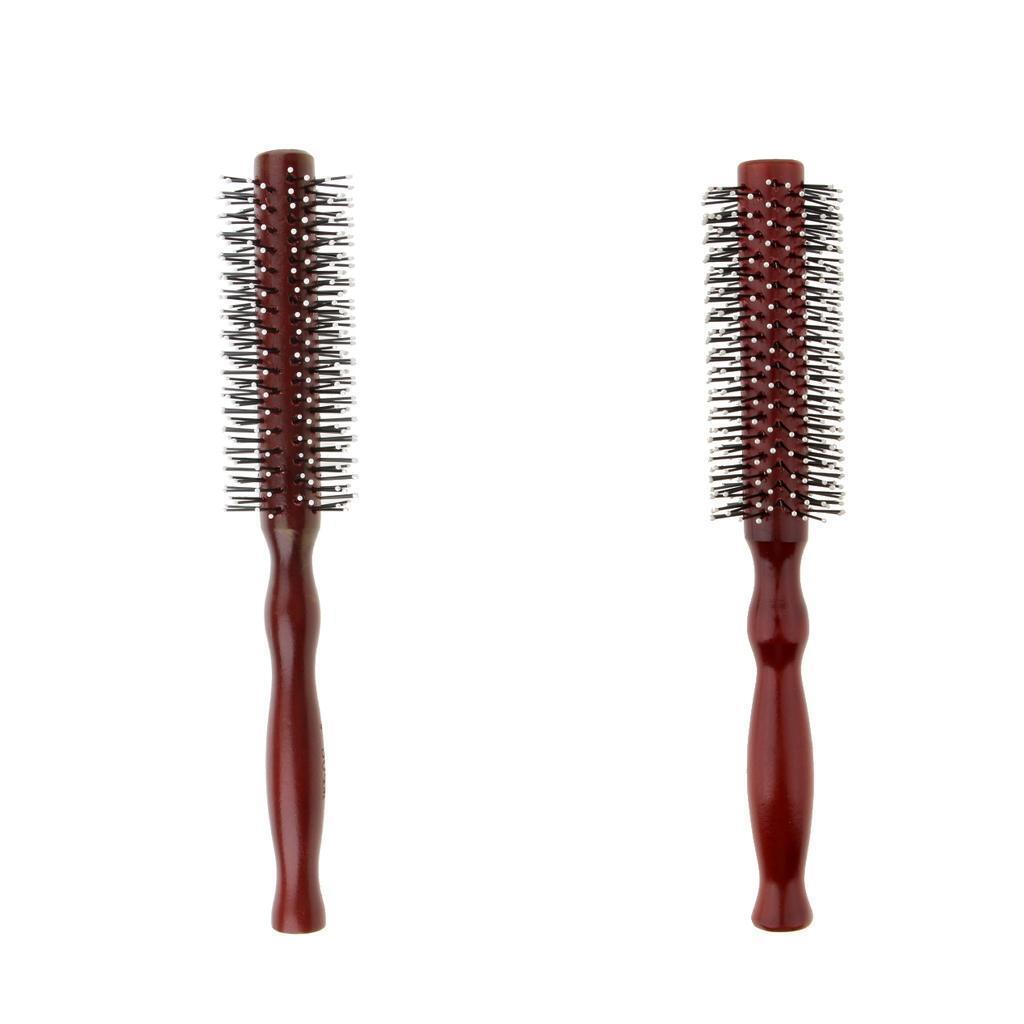 Wooden Handle Hairdressing Hair Comb Curling Rolled Brush Styling Hairbrush L