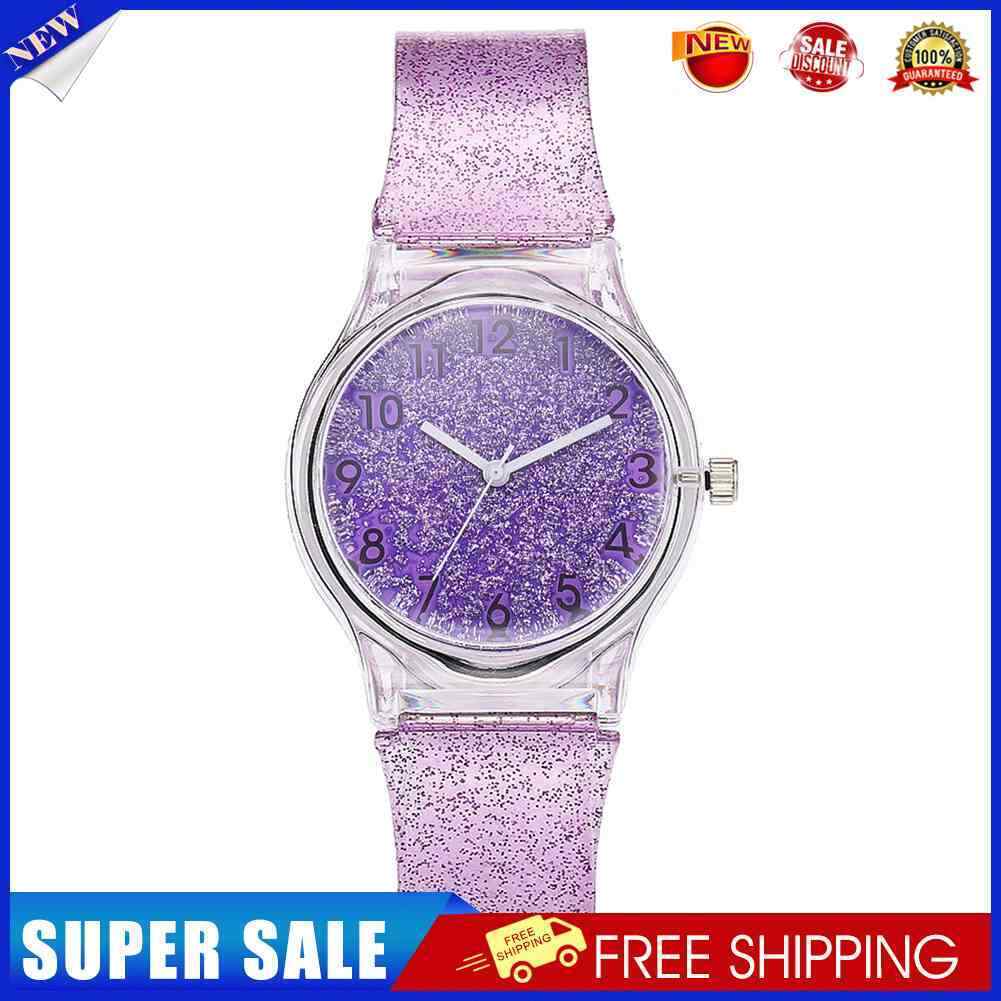 Shiny Candy Jelly Women Silicone Strap Glitter Quartz Analog Watch (Purple)