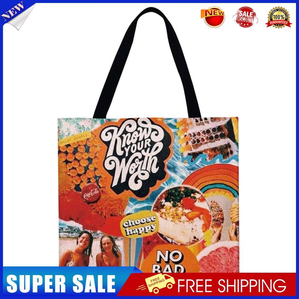 Alphabet graffiti Printed Shoulder Shopping Bag Casual Large Tote Handbag
