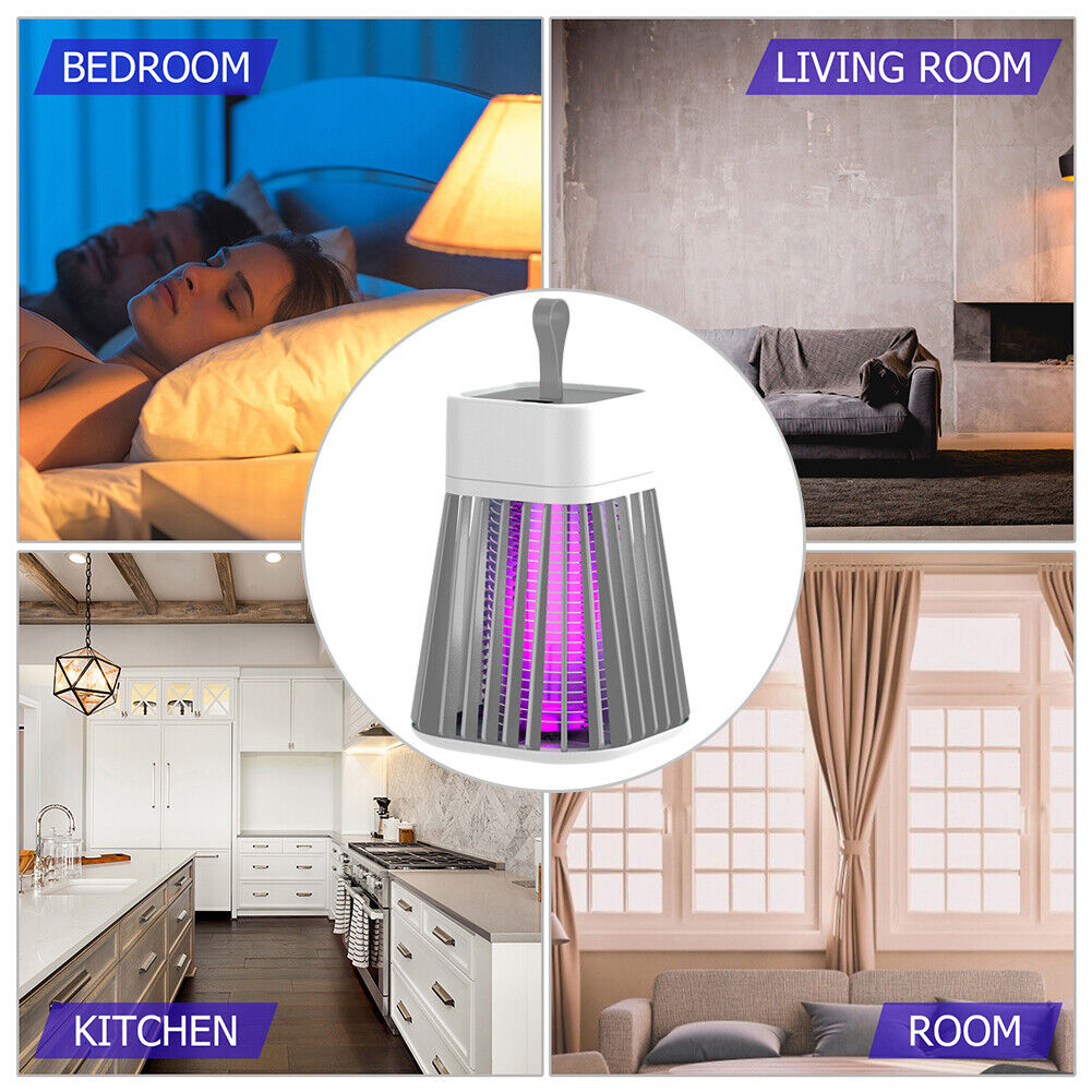 Electric Bug Insect Trap LED Lamp Mute Mosquito Killer (Rechargeable Grey)
