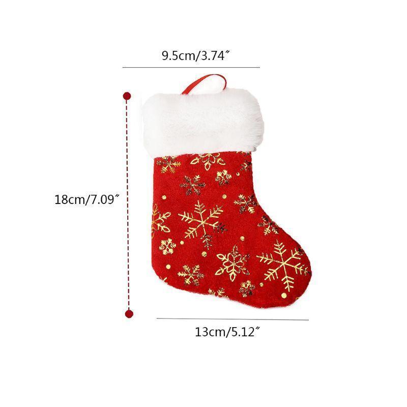 12pcs 7inch Christmas Stockings Candy Gift Bag Snowflake Socks Hanging Xmas Tree