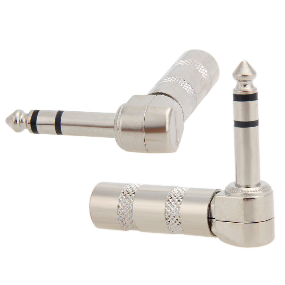 2pcs Right Angle Male Stereo Phone Plug Guitar Cable Audio Connector