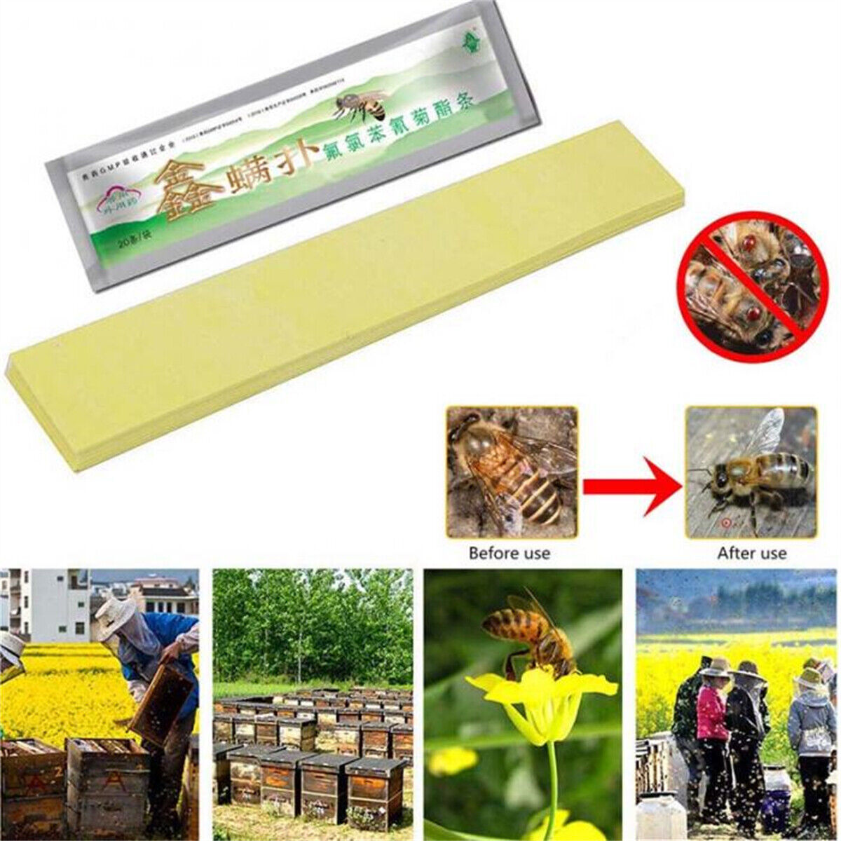 20X Varroa Strip Bee Mite Pro Acaricide Killing Beekeeping Pest Control Medicine