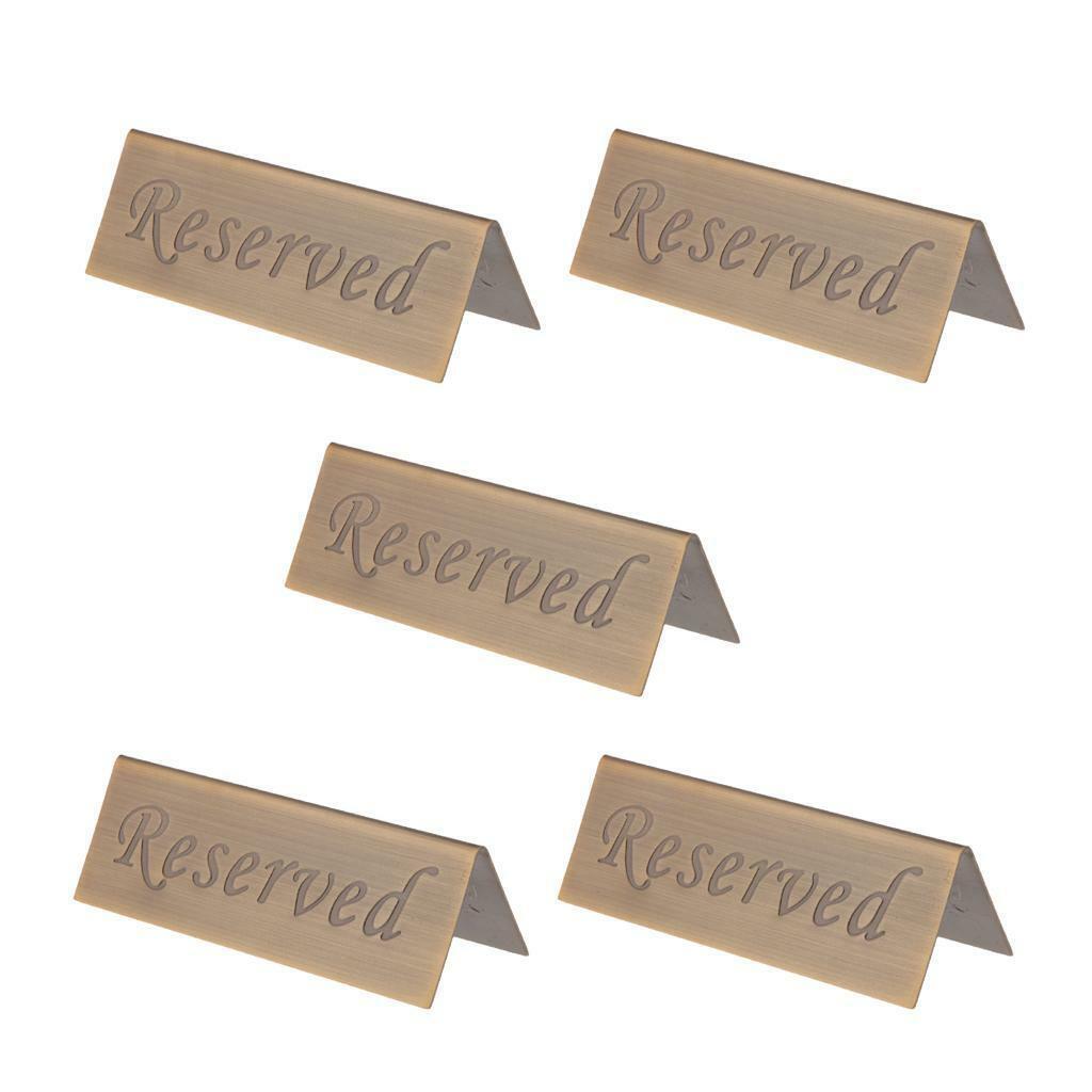 5  Reserved Desk Signs Card for Wedding Bronze 12x4cm Etched Design