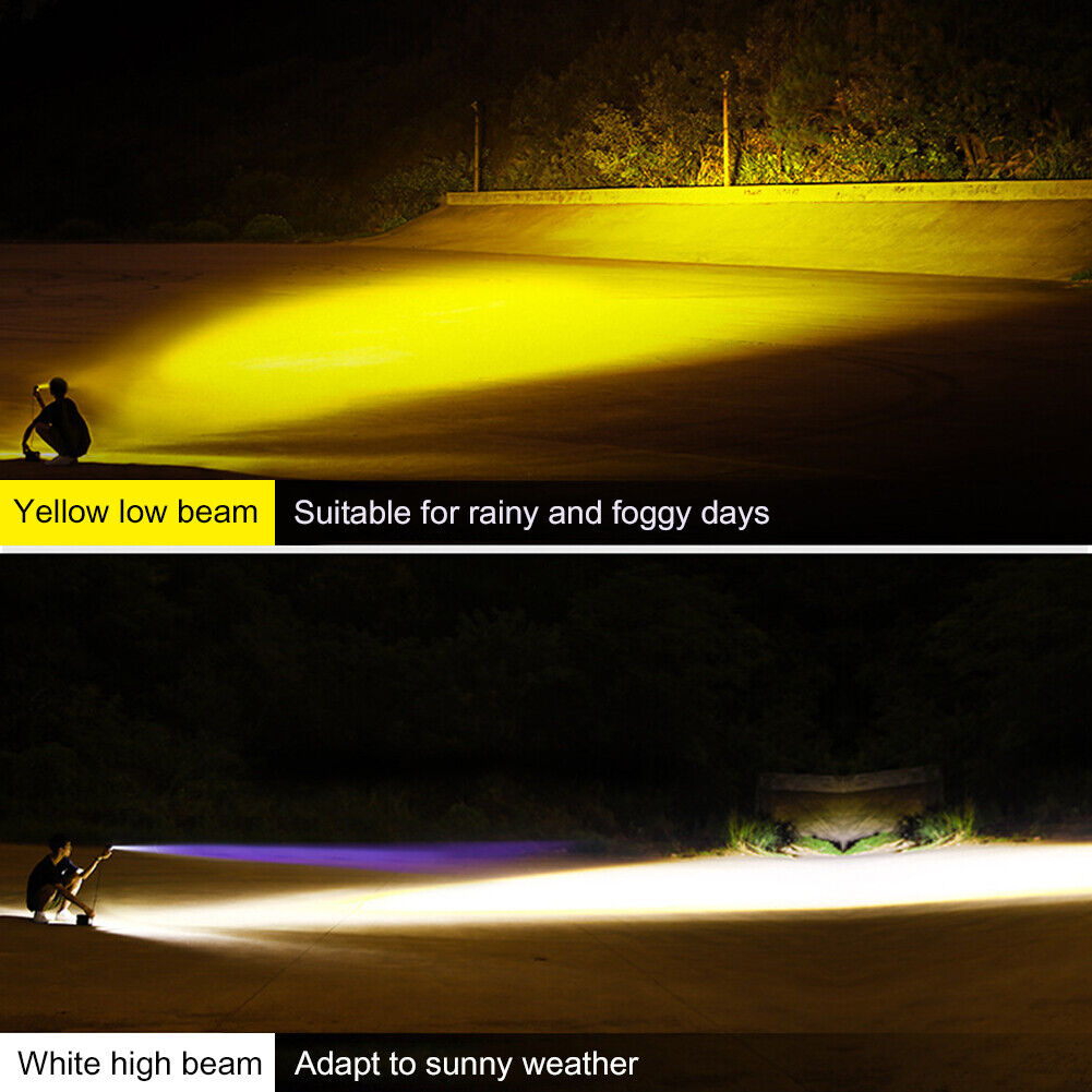 Motorcycle LED Waterproof Headlight Universal Dual Light Color Spotlight