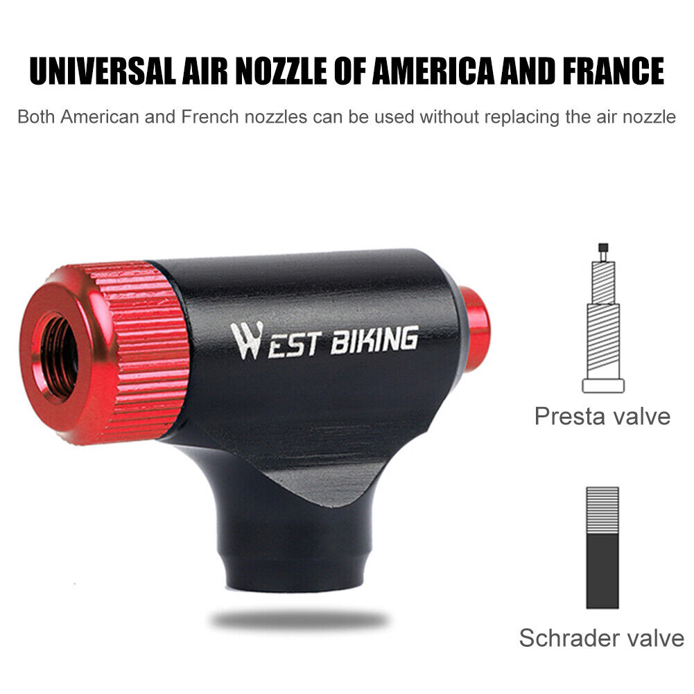 WEST BIKING CO2 Bike Tire Inflator Head for Presta Schrader Valve (Red)