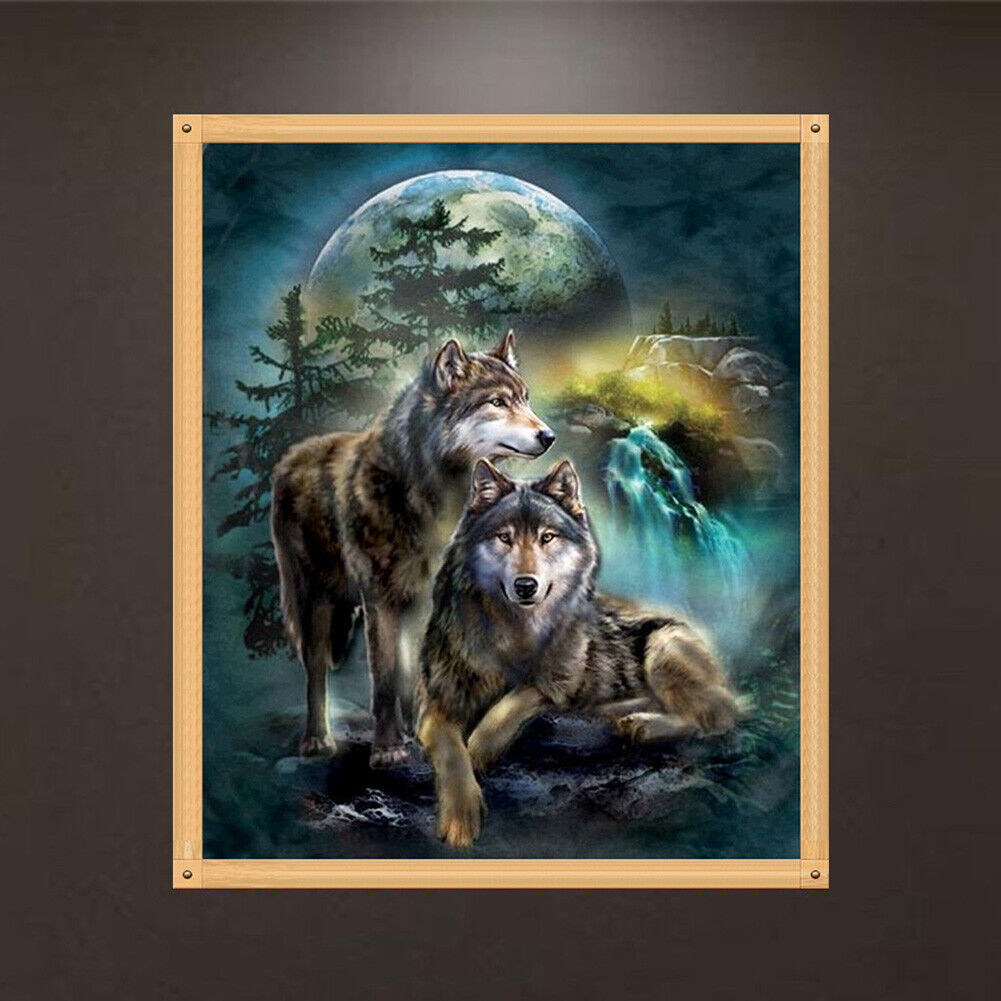Wolf 5D DIY Round Full Drill Diamond Painting Embroidery Kits Needlework