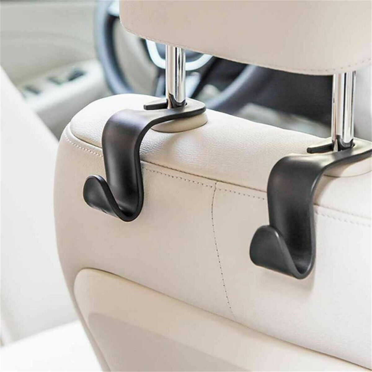 2PCS Car Seat Hook Purse bag Hanger Bag Organizer Holder Clip Accessories Black
