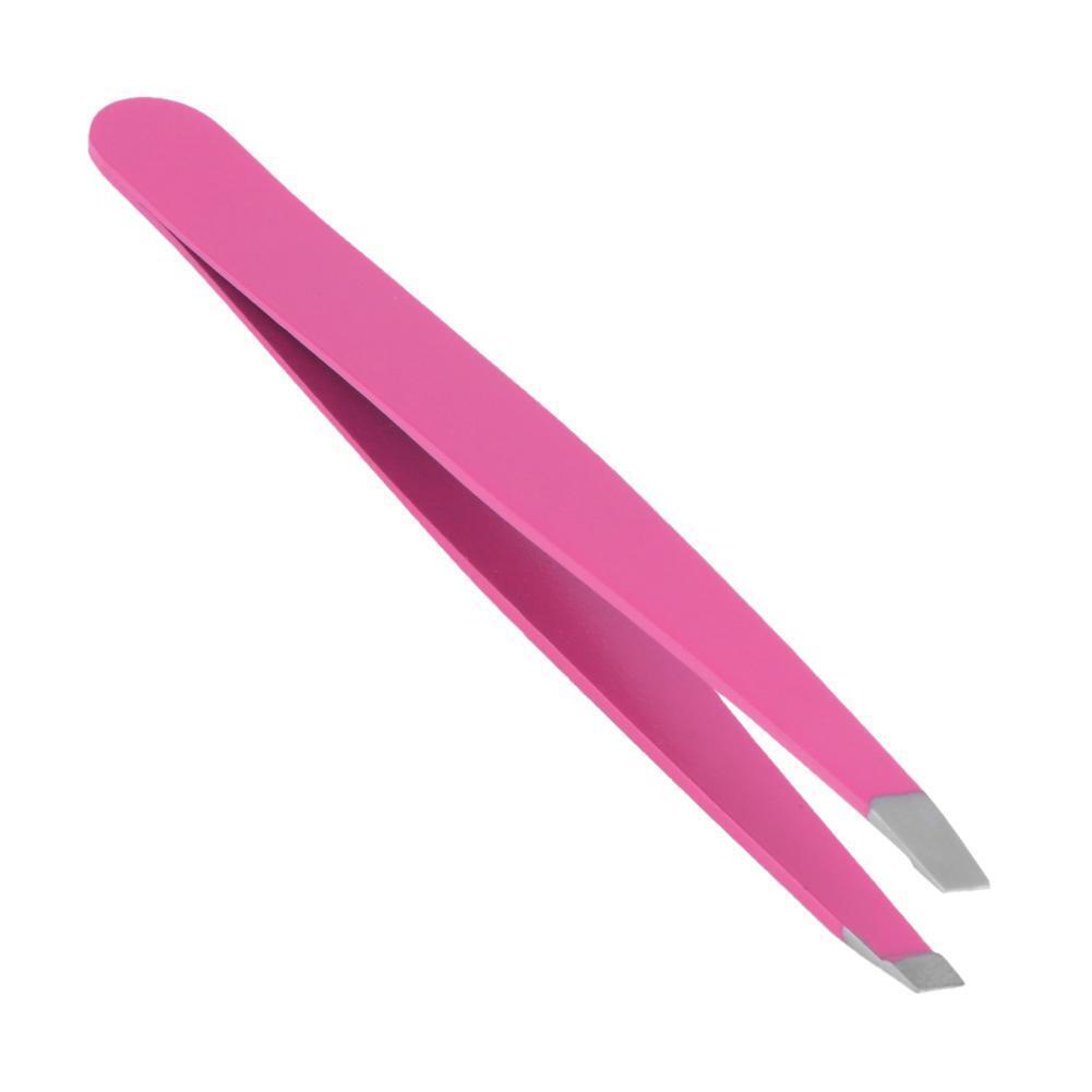 Pro Oblique Eyebrow Tweezers Stainless Steel Eyebrow Shaping(Rose Red)