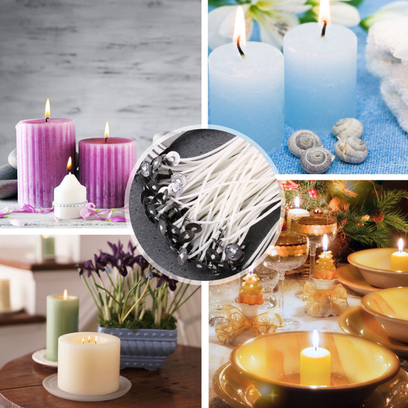 Pack of 50 15cm Pre Waxed Wicks for Candle Making .With Sustainers Nice