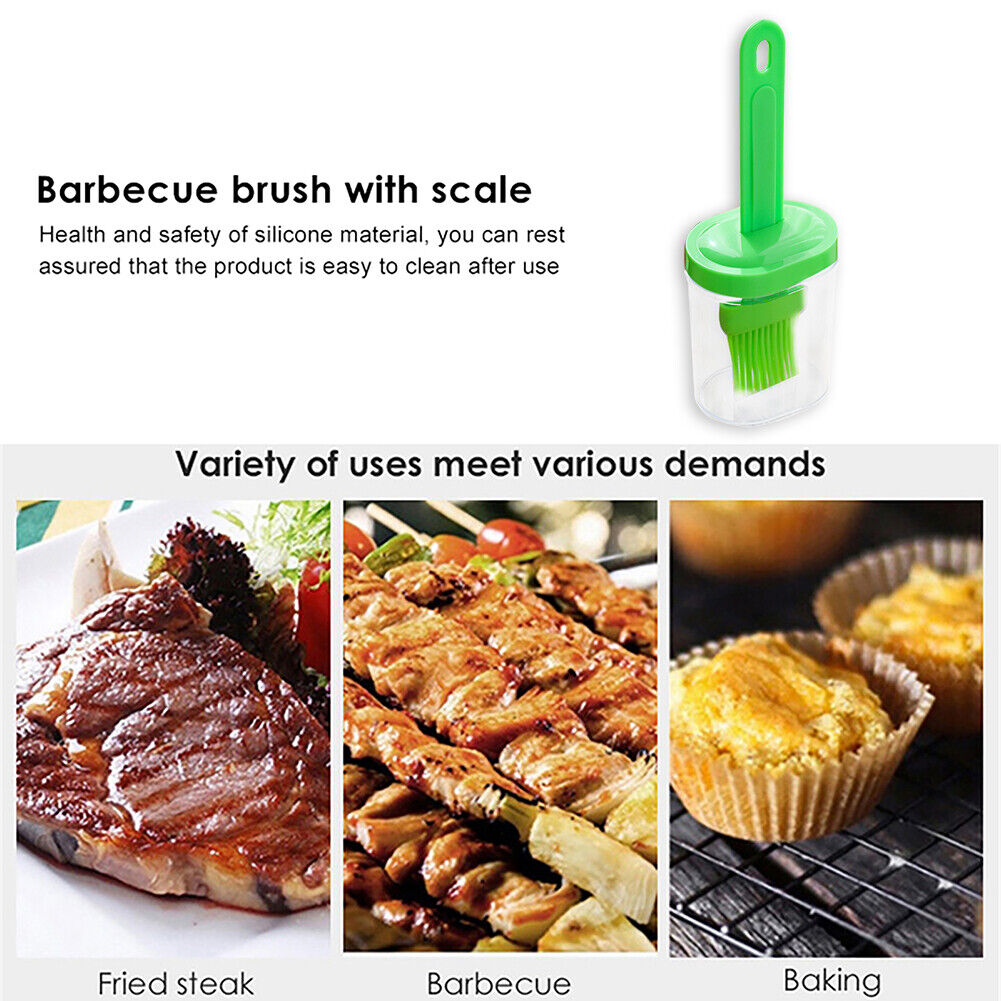 Portable Silicone Oil Bottle with Brush BBQ Grill Oil Pancake Tools (Green)