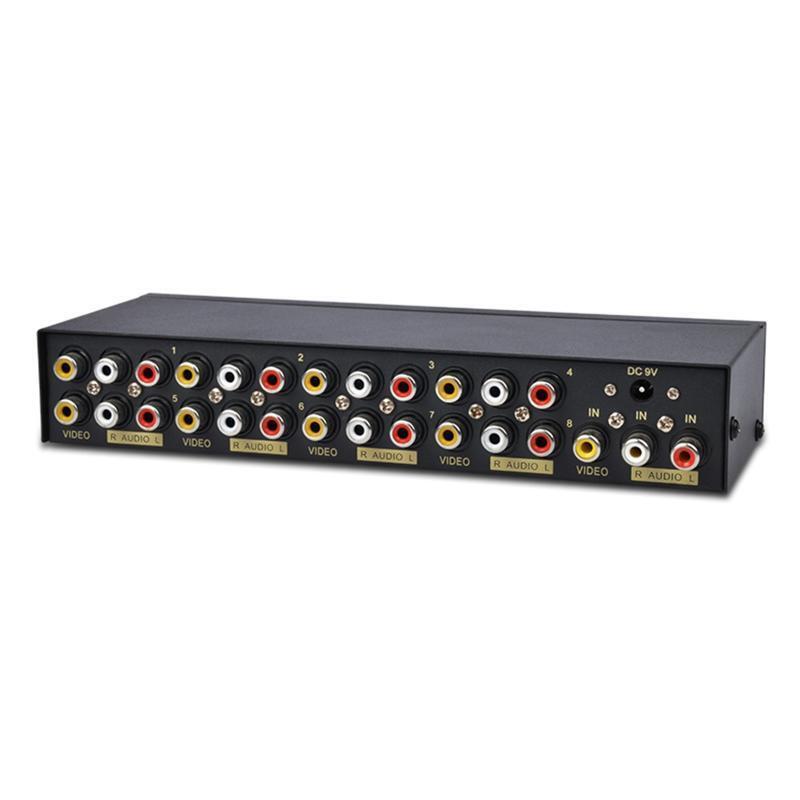 8-way Composite RCA AV Splitter 1X8 Video 1 in 8 out Splitter Distributor HDTV