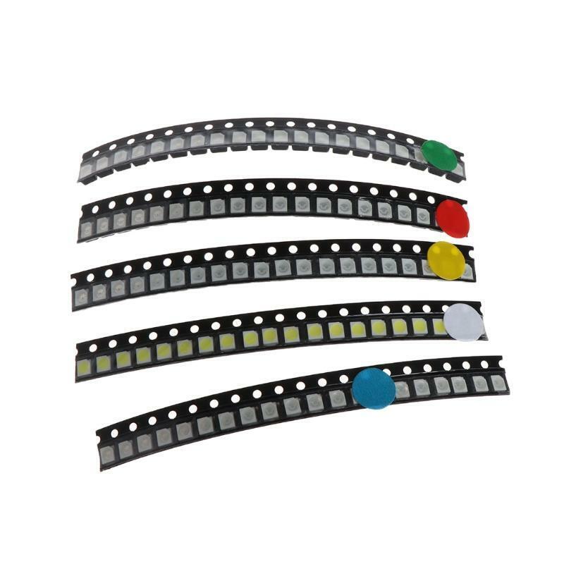 100 Pcs 5 Colors SMD 3528 1210 LED Light Red Green Blue Yellow White Assotment