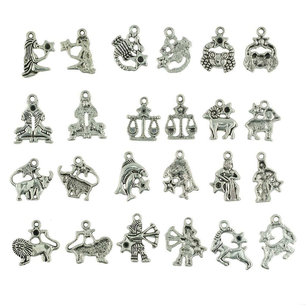 24 Pieces Birth Sign Zodiac Constellation DIY Charms Jewelry Making Crafts