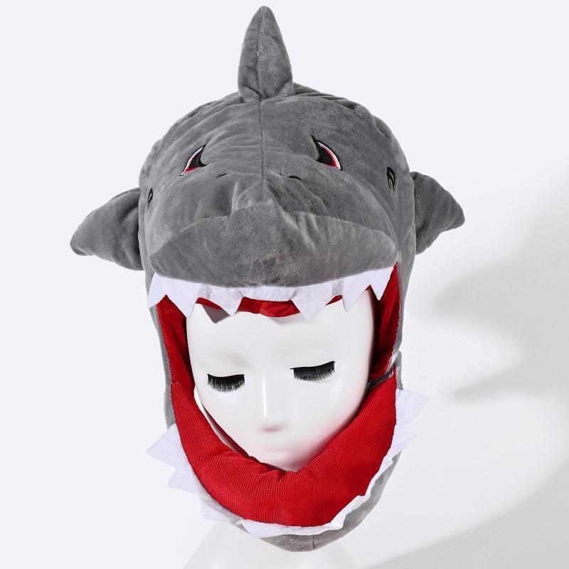 Cute Gray Shark Shape Headgear Hat Adjustable Headgear for Boyfriend Girlfriend