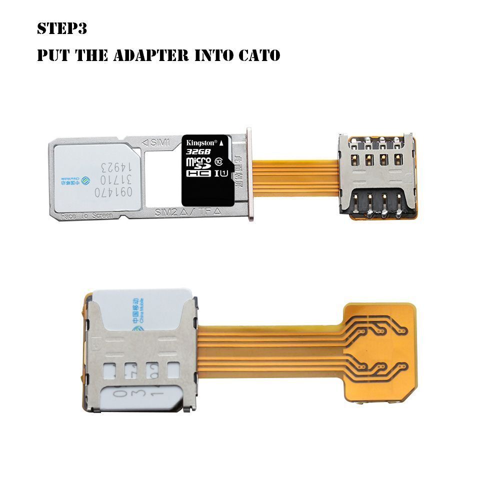 Android Phone Nano Cato Micro SD Extender Dual SIM Card Adapter Hybrid Sim Slot