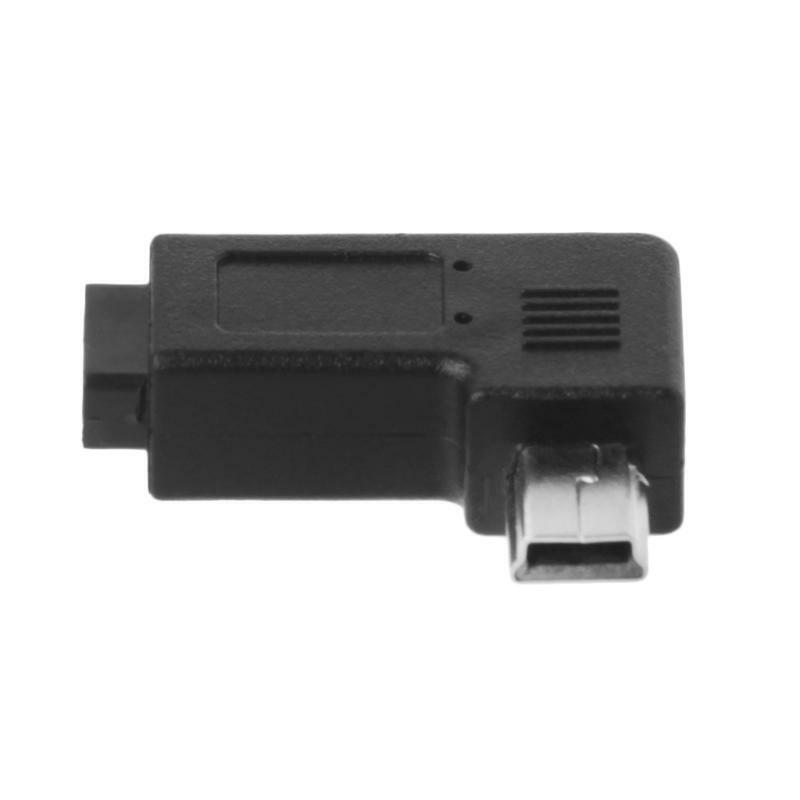 USB 2.0 Micro 5Pin Female To Mini 5Pin Male 90° Angle Left Right Converter