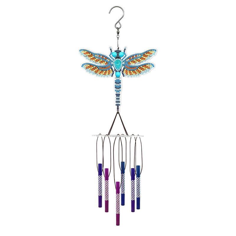 DIY Colored Dragonfly Diamond Painting Wind Chime Pendant Suncatcher Ornament