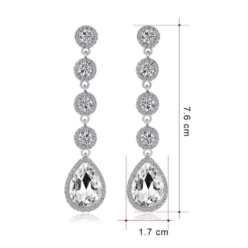 Korean Style Alloy Crystals Long Dangle Earring Bridal Earrings for Daily Dating