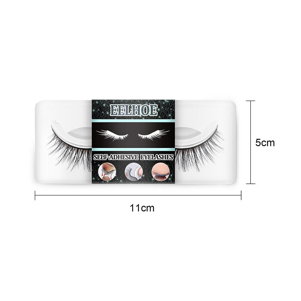 Reusable Self-Adhesive Curly Eyelashes Long Thick False Eyelashes (Natural)