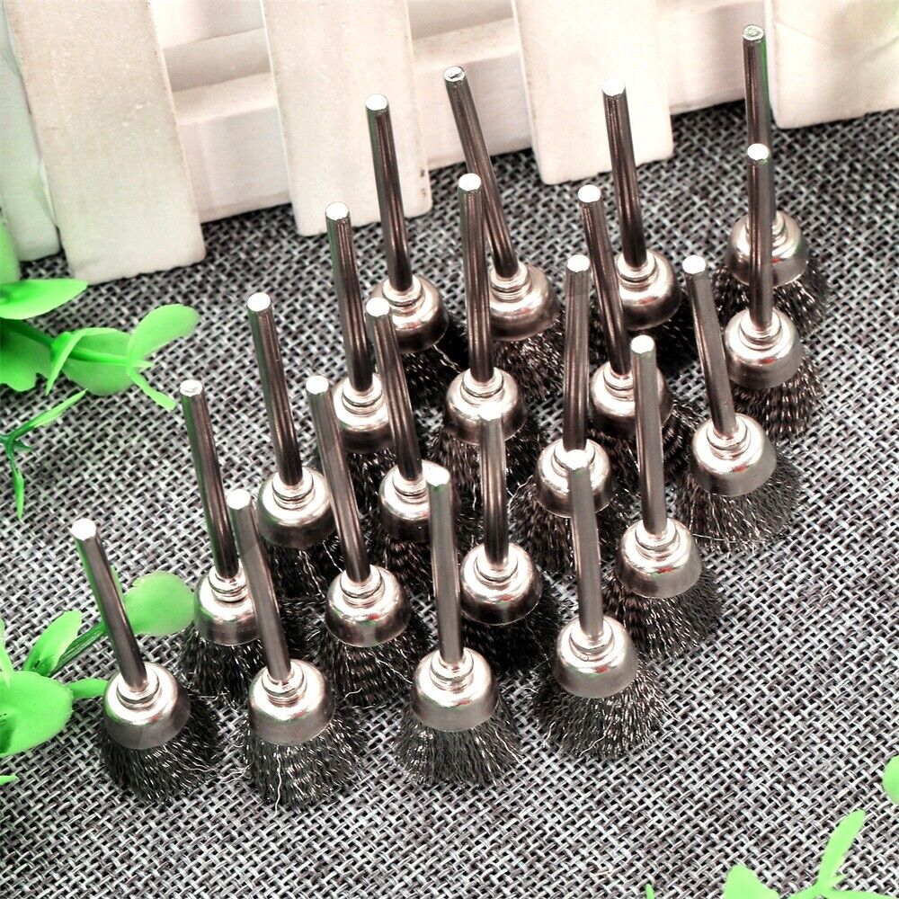 20pcs 15mm Steel Wire Cup Polishing Buffing Brushes Grinder Power Rotary Tools