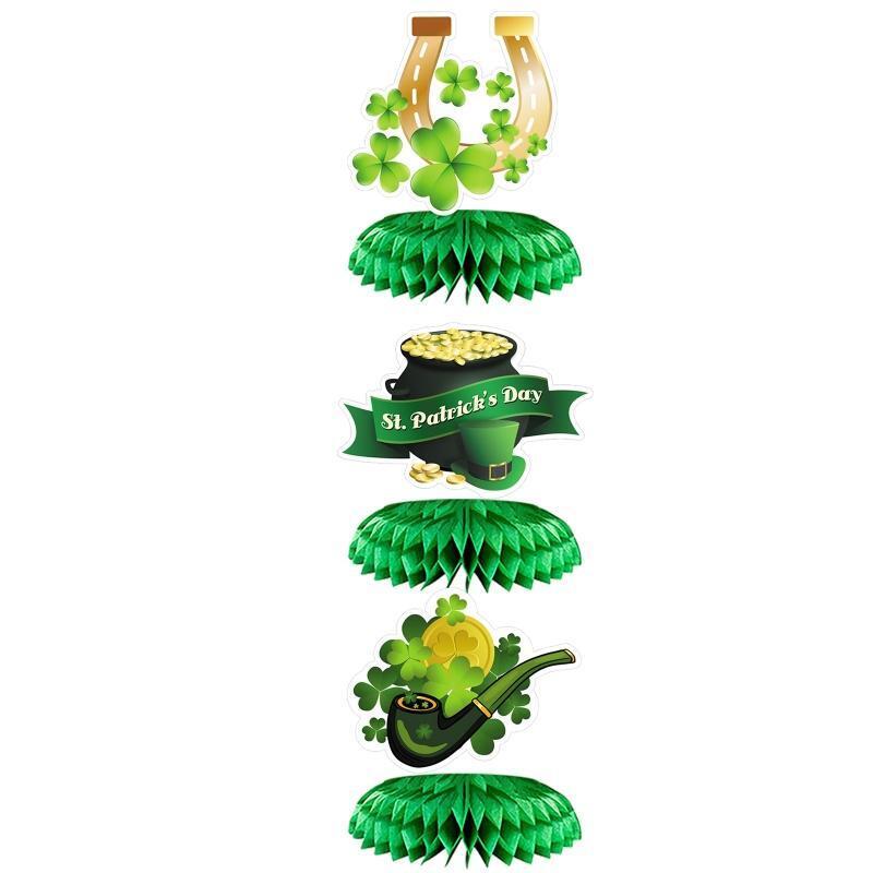 Saint Patrick's Day Honeycomb Ball Ornaments 9 Pcs Irish Clover Leprechaun Hat