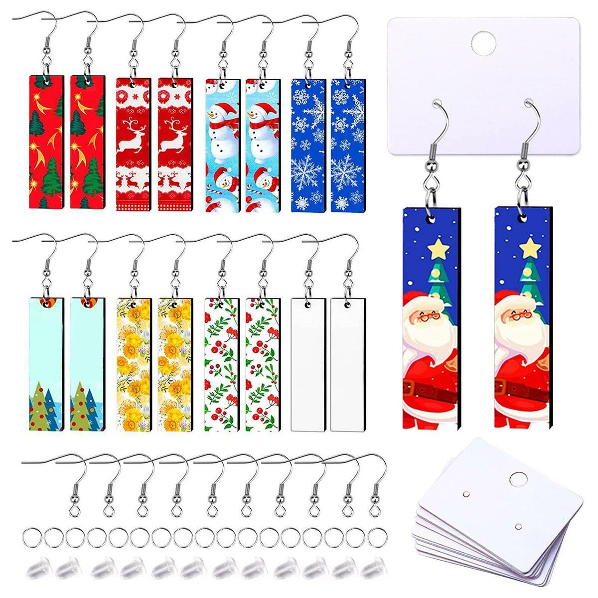 30Pcs Sublimation Earring Blanks Rectangle Unfinished MDF for DIY Crafts